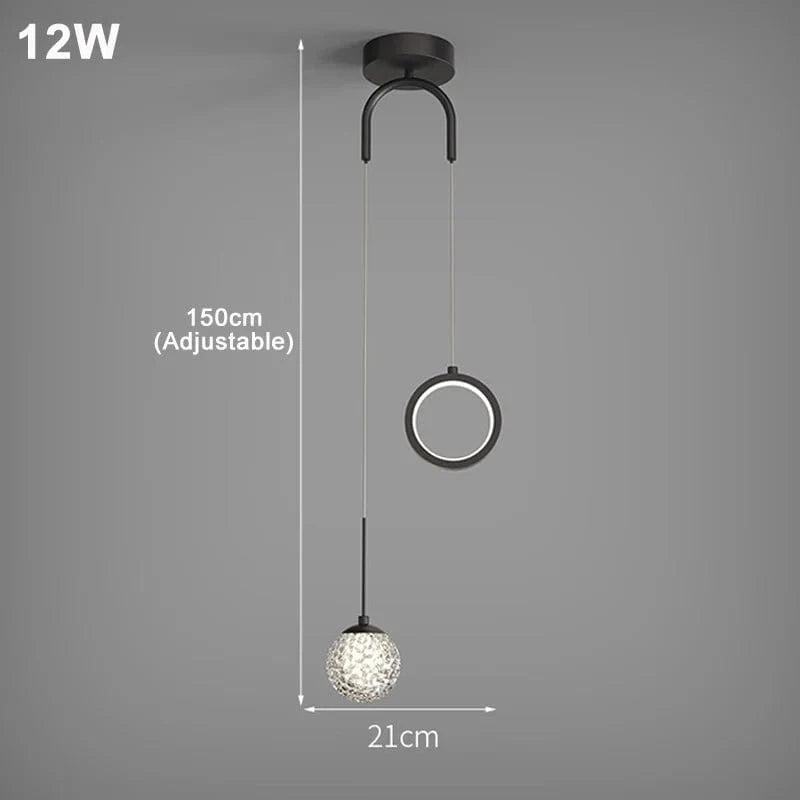 Lustre LED en cristal de luxe nordique - Éclat Brillant | Marco Lucetti Style D-Noir / Blanc froid