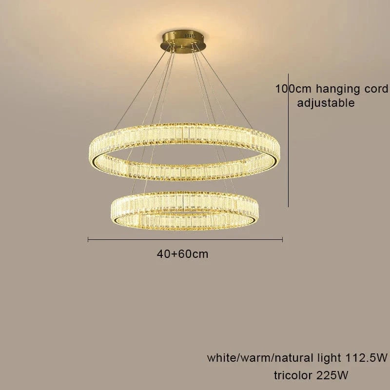 Lustre LED en cristal fantaisie : Lumière suspendue modern. | Marco Lucetti 40 60cm / Cadre argenté / Lumière naturelle