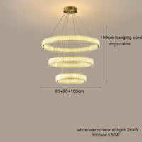 Lustre LED en cristal fantaisie : Lumière suspendue modern. | Marco Lucetti 60 80 100cm / Cadre argenté / Lumière naturelle