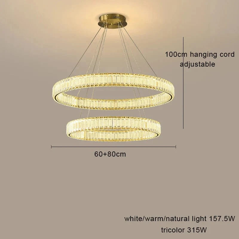 Lustre LED en cristal fantaisie : Lumière suspendue modern. | Marco Lucetti 60 80cm / Cadre argenté / Lumière naturelle