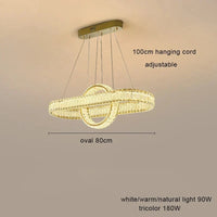 Lustre LED en cristal fantaisie : Lumière suspendue modern. | Marco Lucetti Ovale 80cm / Cadre argenté / Lumière naturelle