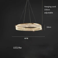 Lustre LED en cristal Losange Rond à plusieurs anneaux de luxe 2024 | Marco Lucetti 40 cm / Lumière chaude