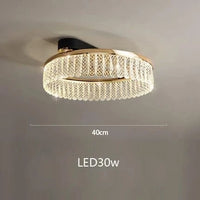 Lustre LED en cristal Losange Rond à plusieurs anneaux de luxe 2024 | Marco Lucetti Plafond de 40 cm / Lumière chaude