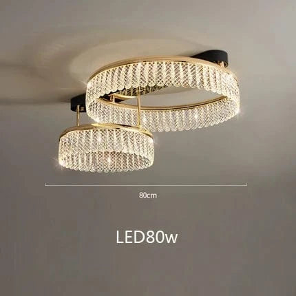 Lustre LED en cristal Losange Rond à plusieurs anneaux de luxe 2024 | Marco Lucetti Plafond de 50 à 80 cm / Lumière chaude