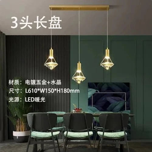 Lustre LED en cristal post-moderne pour une décoration créative. | Marco Lucetti 3 têtes 50cm / Blanc chaud