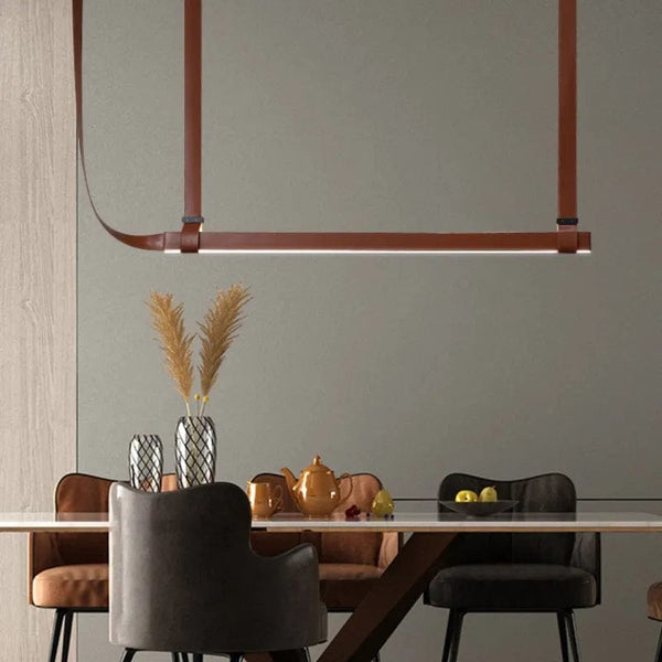 Lustre LED en cuir pour déco moderne de salle à manger | Marco Lucetti