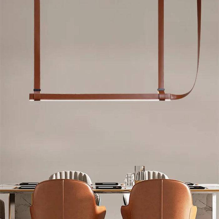 Lustre LED en cuir pour déco moderne de salle à manger | Marco Lucetti