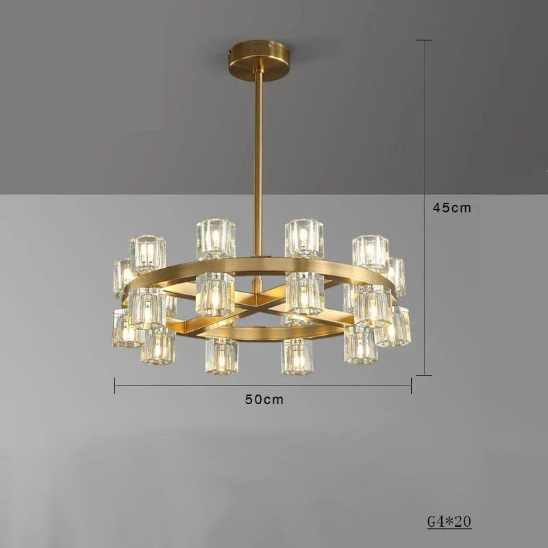 Lustre LED en cuivre et cristal - Luxe et Modernité | Marco Lucetti