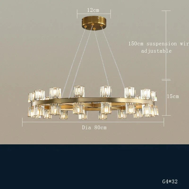 Lustre LED en cuivre et cristal - Luxe et Modernité | Marco Lucetti