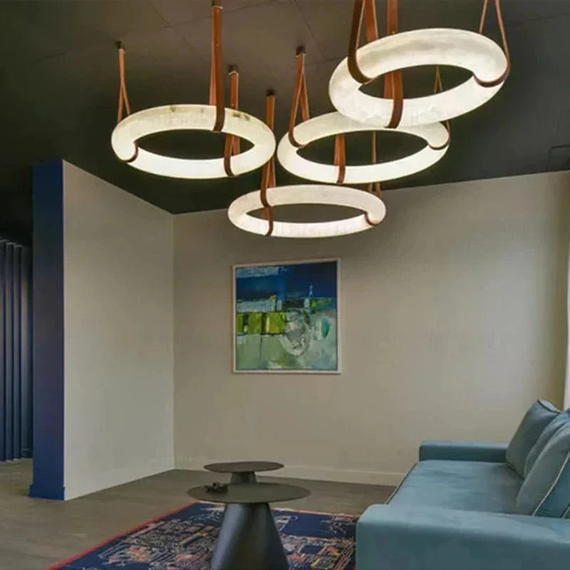 Lustre LED en Cuivre et Marbre Naturel de Luxe Minimaliste | Marco Lucetti