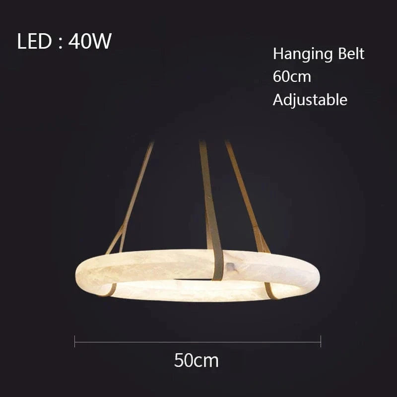 Lustre LED en Cuivre et Marbre Naturel de Luxe Minimaliste | Marco Lucetti Diamètre50cm / Lumière chaude