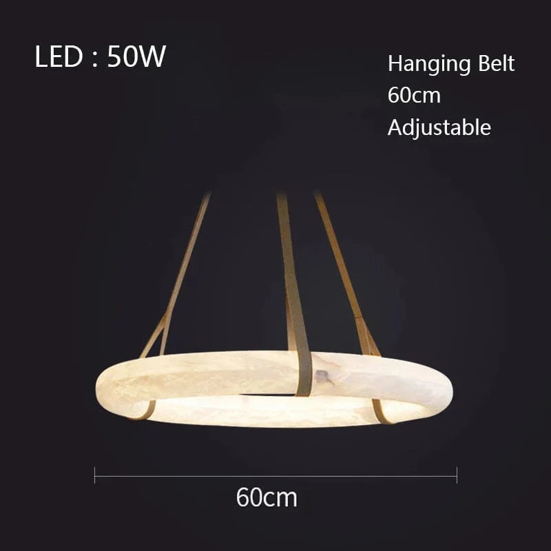 Lustre LED en Cuivre et Marbre Naturel de Luxe Minimaliste | Marco Lucetti Diamètre60cm / Lumière chaude