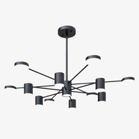 Lustre LED en métal avec abat-jours ronds - Style Nordic | Marco Lucetti 12 lampes / Noir / 3 couleurs