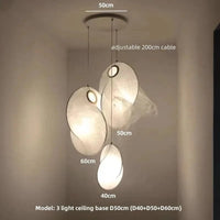 Lustre LED en Soie Nordique Wabi Sabi Suspendu pour Décoration Maison - Élégance Lumineuse | Marco Lucetti 3 lumières D40 50 60cm / Lumière chaude