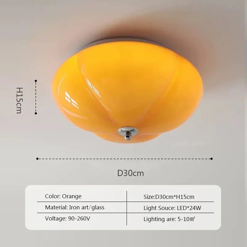 Lustre LED en verre citrouille. | Marco Lucetti ICl012 Orange / Blanc froid