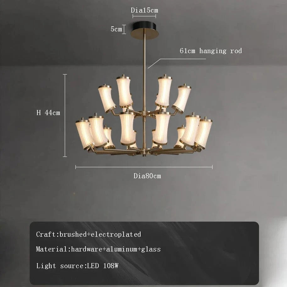 Lustre LED en verre design moderne de luxe 2024 - Édition Prestige | Marco Lucetti B Dia80cm / Or / Lumière chaude