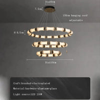 Lustre LED en verre design moderne de luxe 2024 - Édition Prestige | Marco Lucetti Dia110cm 3 / Or / Lumière naturelle
