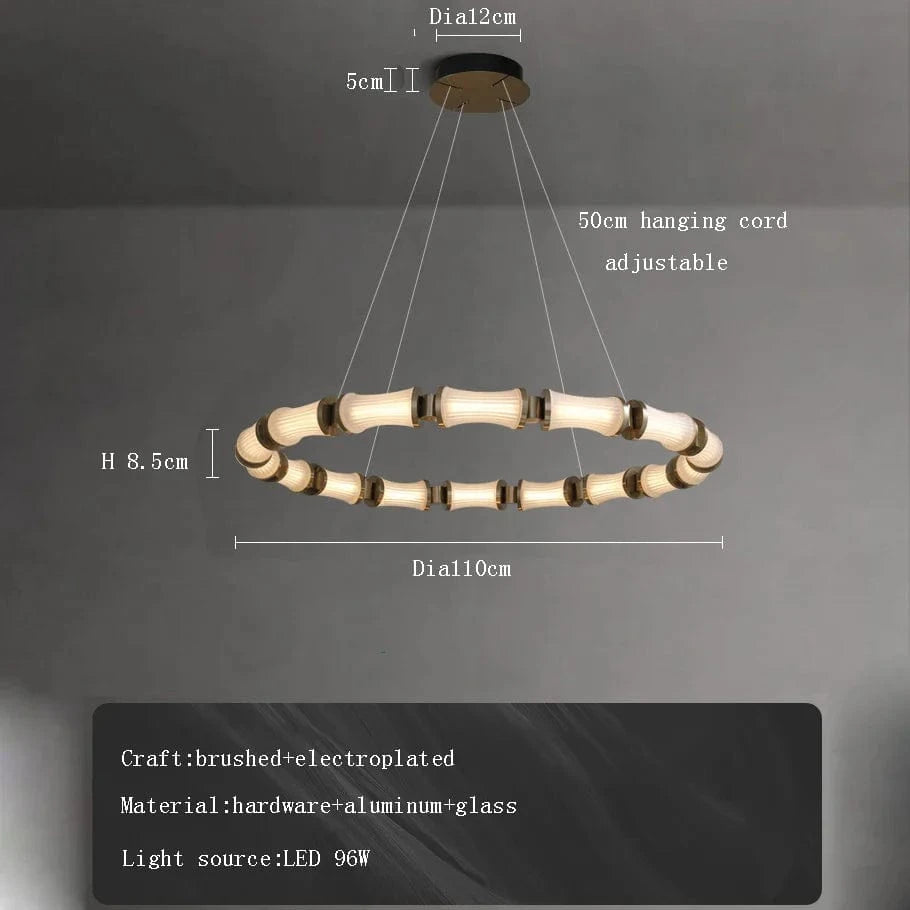 Lustre LED en verre design moderne de luxe 2024 - Édition Prestige | Marco Lucetti Dia110cm / Or / Lumière chaude