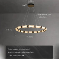 Lustre LED en verre design moderne de luxe 2024 - Édition Prestige | Marco Lucetti Dia110cm / Or / Lumière chaude