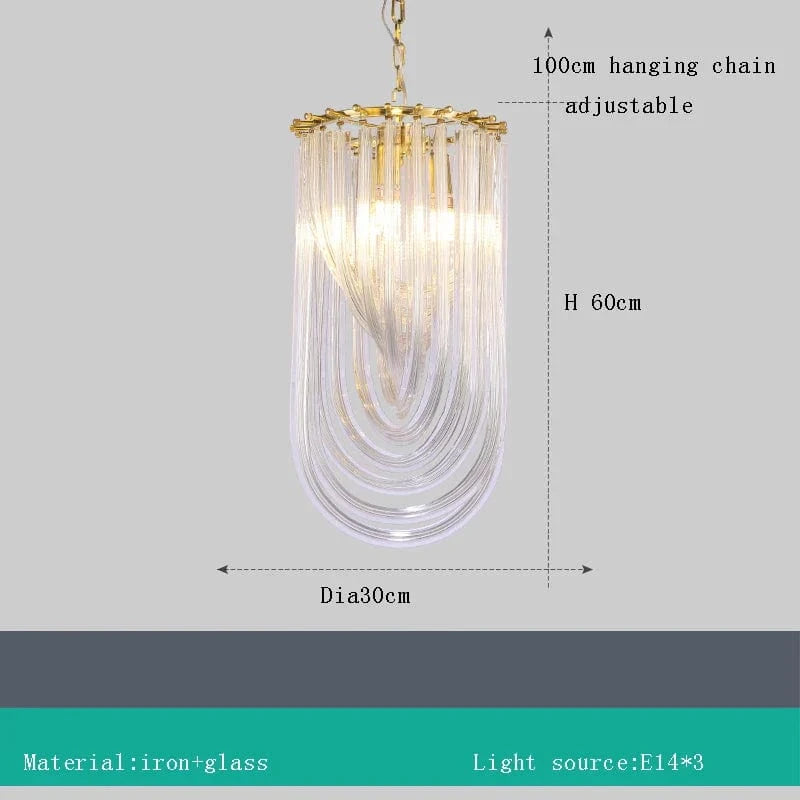 Lustre LED en verre design moderne pour restaurant et hôtel de luxe | Marco Lucetti 30X60cm / Lumière chaude