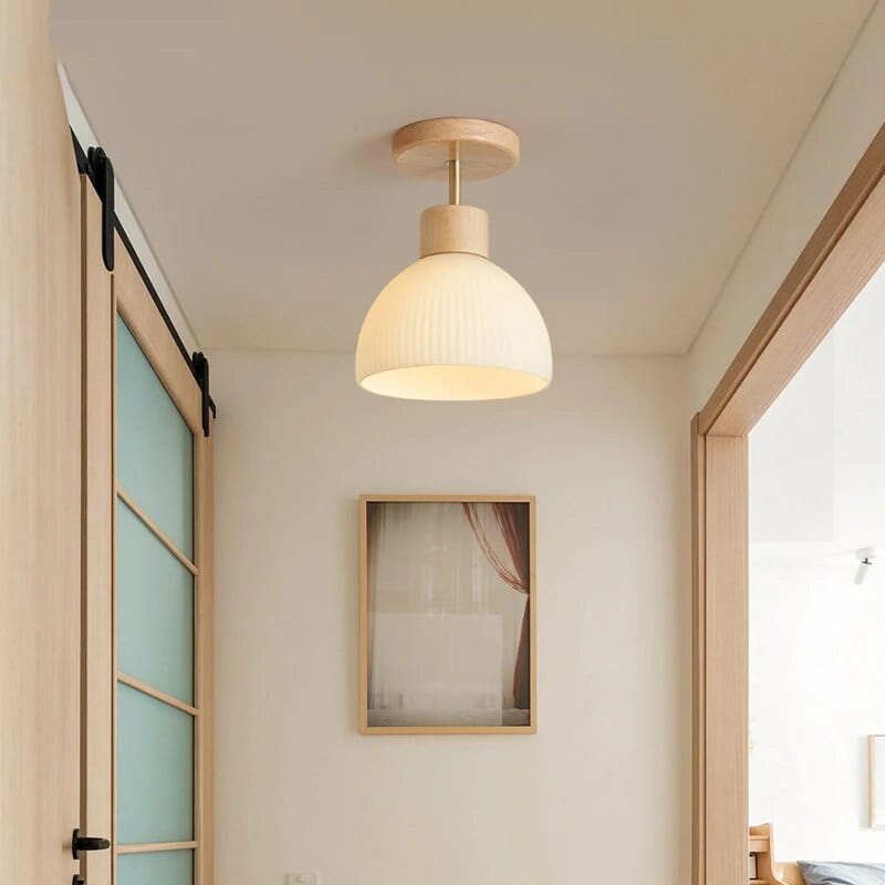 Lustre LED en Verre et Bois pour Salon Moderne | Marco Lucetti