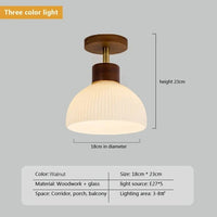 Lustre LED en Verre et Bois pour Salon Moderne | Marco Lucetti Noyer-Tricolore