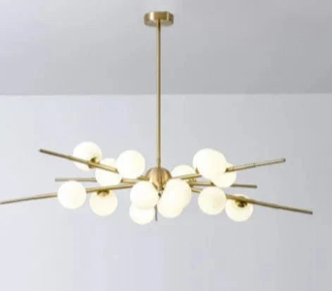 Lustre LED en Verre Suspension Or - Maison Lumineuse | Marco Lucetti Doré 16 têtes / Tige pendentif 21 cm