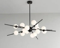 Lustre LED en Verre Suspension Or - Maison Lumineuse | Marco Lucetti Noir 12 têtes / Tige pendentif 21 cm