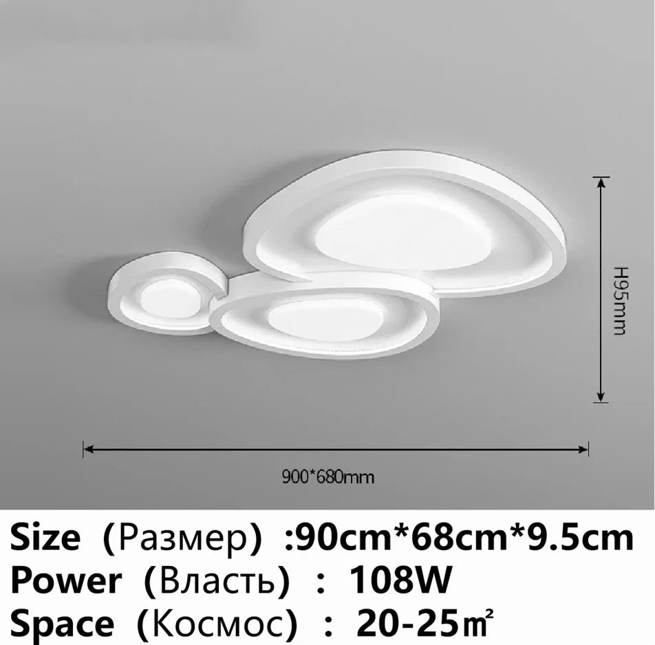 Lustre LED Enfants - Ambiance Lumineuse pour Chambre et Salon | Marco Lucetti 3 ellipses-90CM / Promesse avec télécommande
