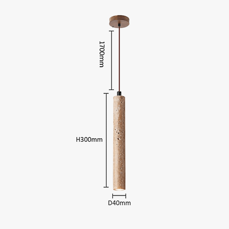 Lustre LED Ertic - Design Nordique Minimaliste | Marco Lucetti D40x300mm / Travertin jaune / 0-5W | Blanc chaud