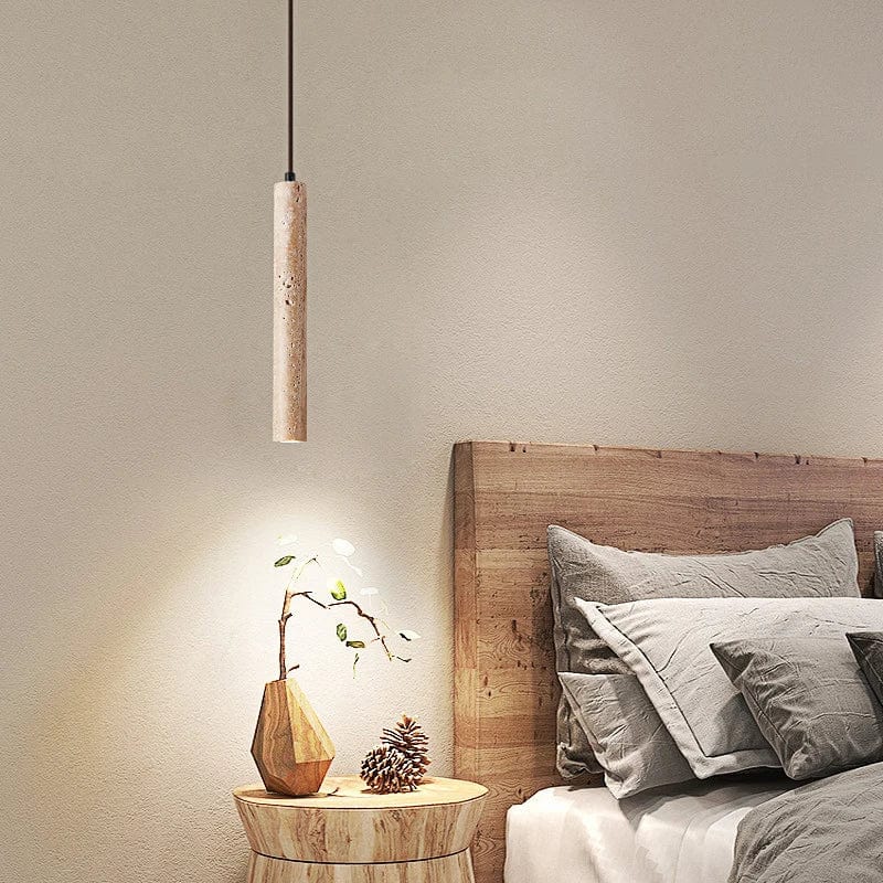 Lustre LED Ertic - Design Nordique Minimaliste | Marco Lucetti D40x300mm / Travertin jaune / 0-5W | Blanc chaud