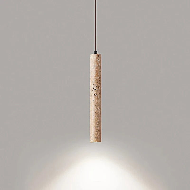Lustre LED Ertic - Design Nordique Minimaliste | Marco Lucetti D40x300mm / Travertin jaune / 0-5W | Blanc chaud