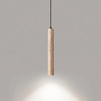 Lustre LED Ertic - Design Nordique Minimaliste | Marco Lucetti D40x300mm / Travertin jaune / 0-5W | Blanc chaud