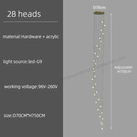 Lustre LED Escalier Colimaçon Luxe | Marco Lucetti 28 têtes / Noir / Lumière blanche