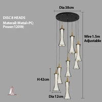 Lustre LED Escalier Fer Acrylique | Marco Lucetti Disque 8 têtes