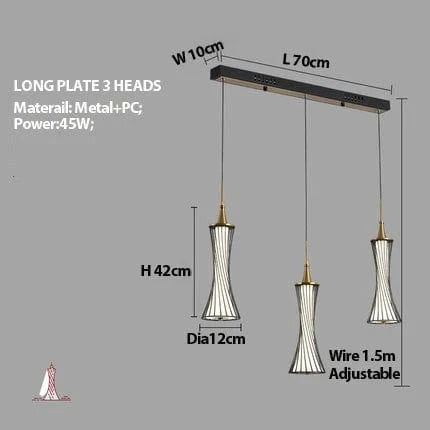 Lustre LED Escalier Fer Acrylique | Marco Lucetti Longues 3 têtes