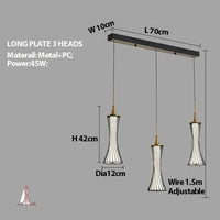 Lustre LED Escalier Fer Acrylique | Marco Lucetti Longues 3 têtes