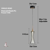 Lustre LED Escalier Fer Acrylique | Marco Lucetti Tête unique