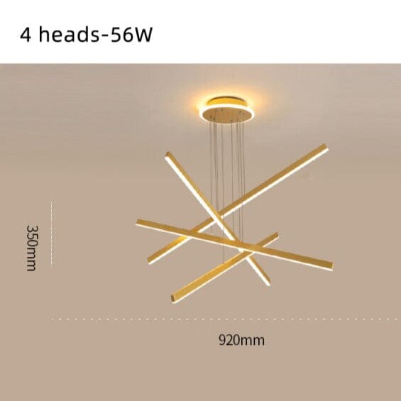 Lustre LED Étoile Dorée Alaikari | Marco Lucetti 4 lampes / Chaude