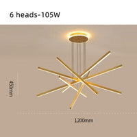 Lustre LED Étoile Dorée Alaikari | Marco Lucetti 6 lampes / Chaude