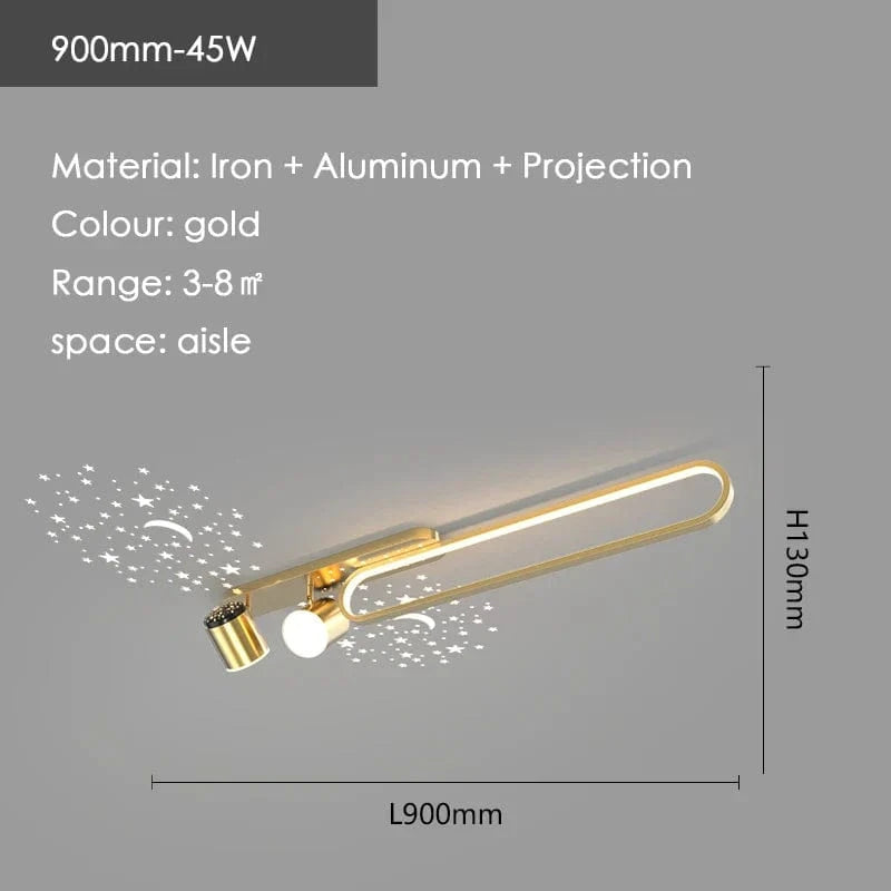 Lustre LED Étoilé pour Salon et Couloir | Marco Lucetti Doré-90cm / Lumière blanche-NO RC