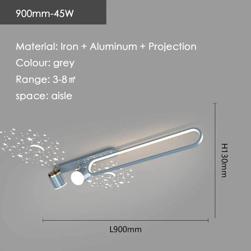 Lustre LED Étoilé pour Salon et Couloir | Marco Lucetti Gris-90cm / Lumière blanche-NO RC