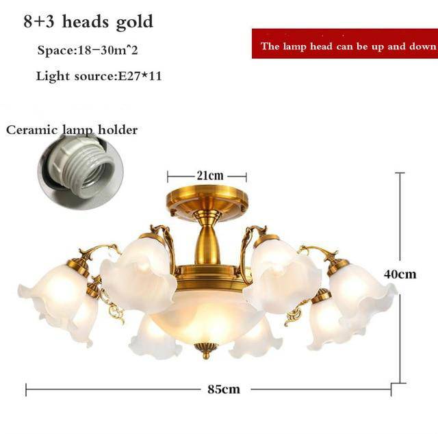 Lustre LED Floral | Marco Lucetti 11 lampes - Doré