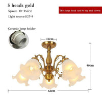 Lustre LED Floral | Marco Lucetti 5 lampes - Doré