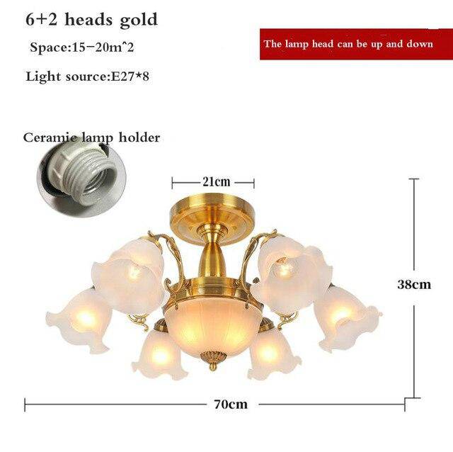 Lustre LED Floral | Marco Lucetti 8 lampes - Doré