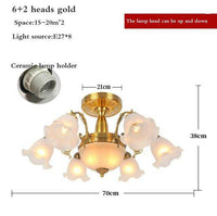 Lustre LED Floral | Marco Lucetti 8 lampes - Doré