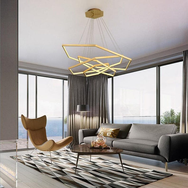 Lustre LED Géométrique Doré par Luxury | Marco Lucetti