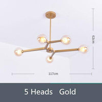 Lustre LED Globe Design | Marco Lucetti Doré - 5 lampes / Transparent / Froide