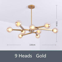 Lustre LED Globe Design | Marco Lucetti Doré - 9 lampes / Transparent / Froide