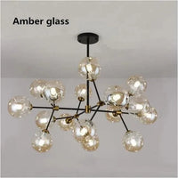 Lustre Led Globe en Verre Suspendu | Marco Lucetti Verre ambré / 12 têtes D100x45cm / Blanc chaud